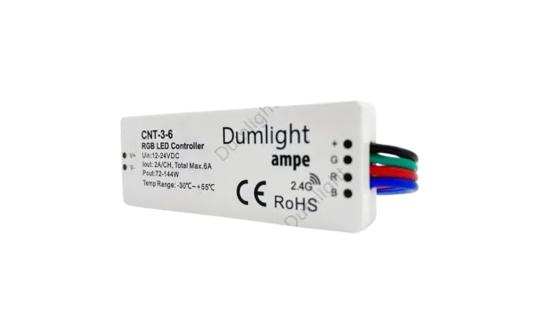 Контроллер Ampe CNT-3-6 3A, 6A, 3канала RGB\DIM 12-24vDC, Dumlight