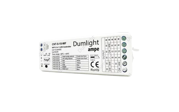 Контроллер Ampe CNT-5-15- WiFi,  5*3A=15A 12-24v, Dumlight