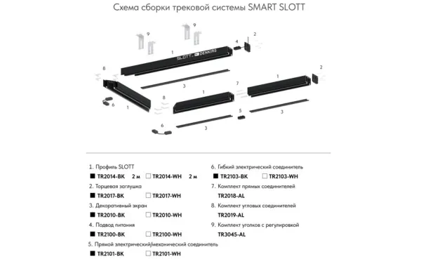Заглушка торцевая  TR2017-BK для  трека SLOTT for Denkirs SMART (TR2014)  