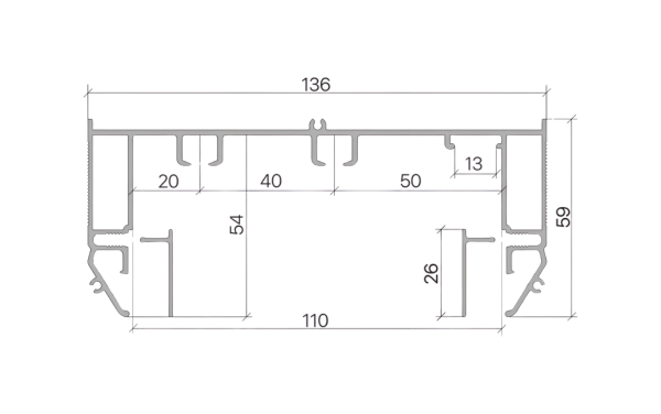 Бампер (вставка) АЛЮМИНИЕВАЯ для карниза  P-50,  ALTEZA